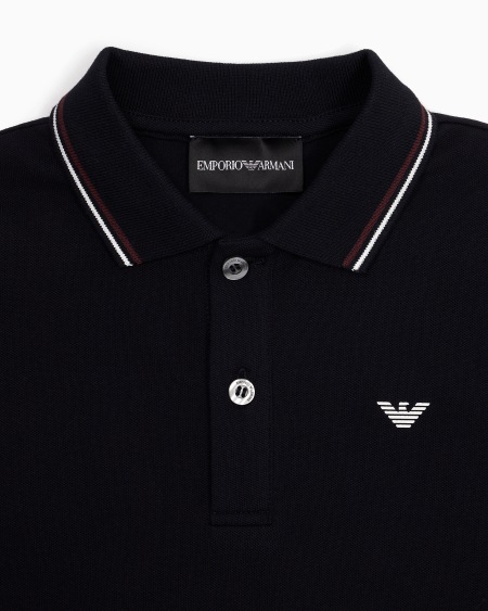 Armani Polo de piqué elástico con bordes a rayas Liquidación