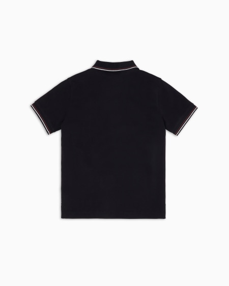Armani Polo de piqué elástico con bordes a rayas Liquidación