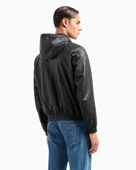 Armani Cazadora reversible de corte relajado de napa de cordero con inscripción integral en relieve Rebajas