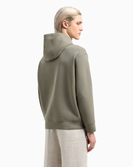 Armani Sudadera de corte holgado en punto doble con capucha y maxiestampado de lirio Ofertas