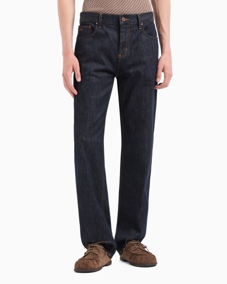 Armani Vaqueros J76 rectos en denim azul oscuro Venta caliente