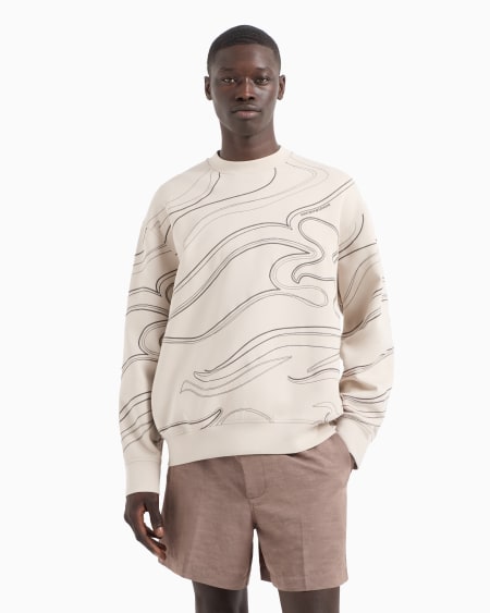Armani Sudadera de punto doble con bordado cosido Gran oferta
