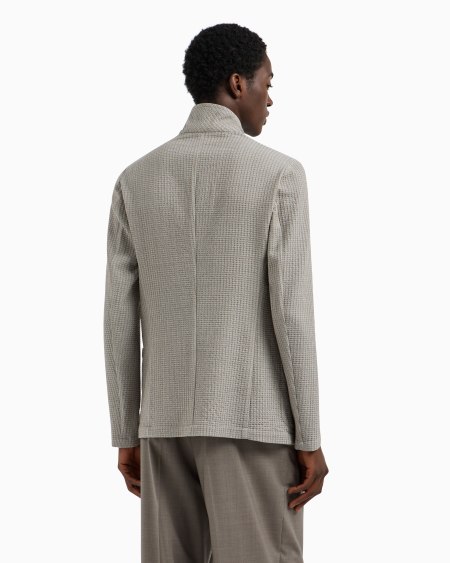 Armani Chaqueta con cuello de tira y cierre descentrado de lana virgen estructurada Ventas relámpago