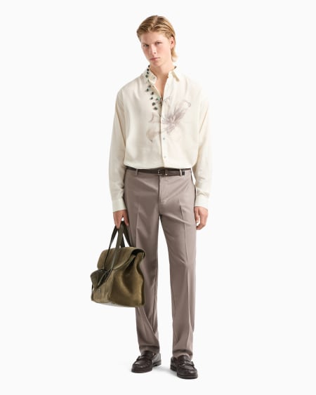 Armani Pantalones chinos de sarga ligera de mezcla de lana virgen Descuento