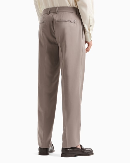 Armani Pantalones chinos de sarga ligera de mezcla de lana virgen Descuento