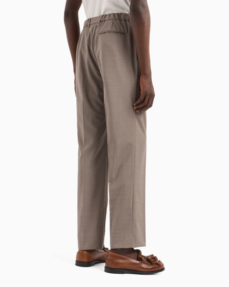 Armani Pantalones con pliegue de tela de lana fría tropical Liquidación