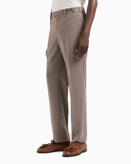 Armani Pantalones con pliegue de tela de lana fría tropical Liquidación