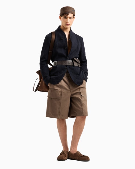 Armani Chaqueta con cuello de tira de punto jersey con motivo chevrón Rebajas top