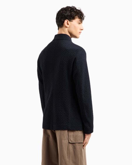 Armani Chaqueta con cuello de tira de punto jersey con motivo chevrón Rebajas top