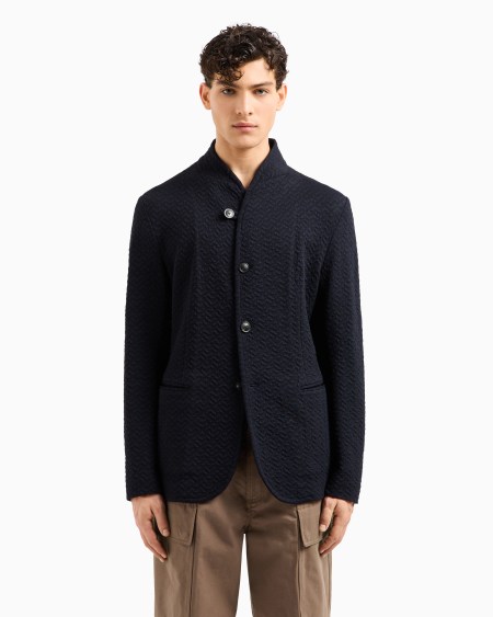 Armani Chaqueta con cuello de tira de punto jersey con motivo chevrón Rebajas top