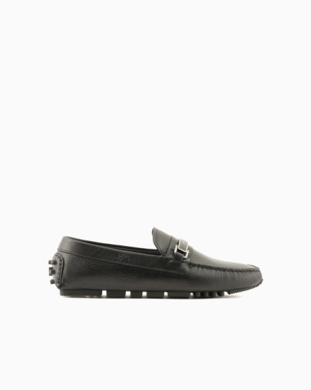 Armani Mocasines driver en cuero plena flor con estribo
