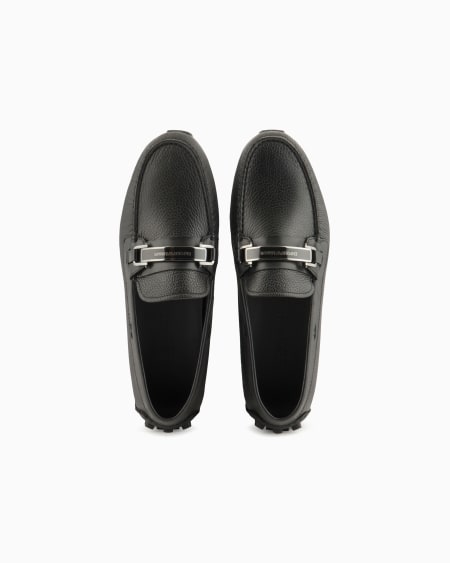 Armani Mocasines driver en cuero plena flor con estribo Envío gratis