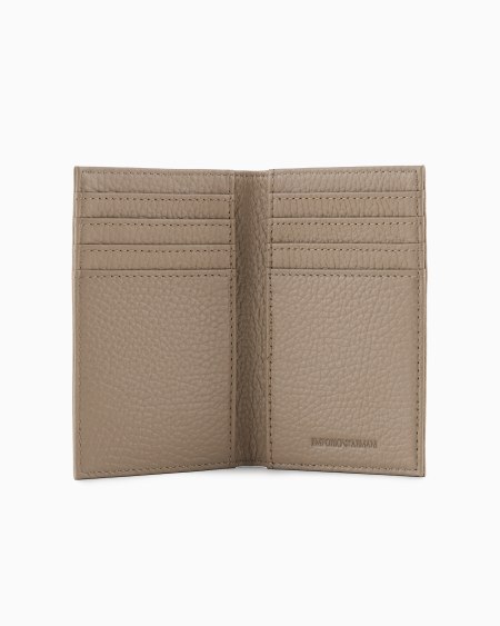 Armani Tarjetero plegable de piel abatanada ÚLTIMAS EDICIONES