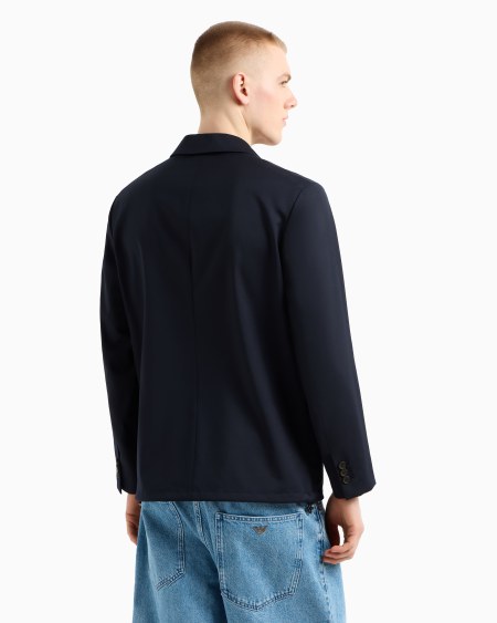 Armani Chaqueta de abotonadura sencilla de sarga ligera de mezcla de lana virgen Precio de fábrica