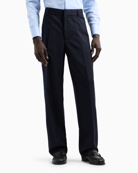Armani Pantalones chinos de sarga ligera de mezcla de lana virgen Promoción por tiempo limitado
