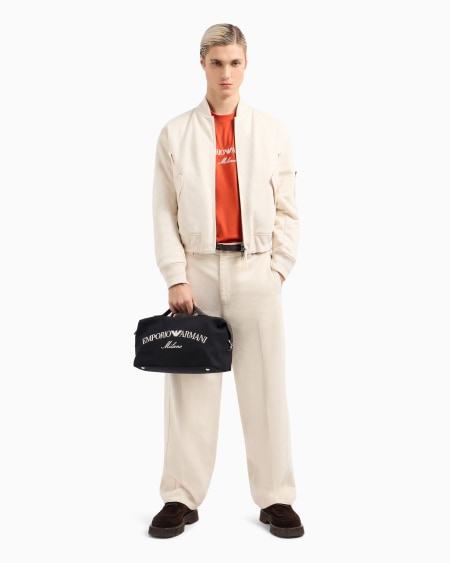 Armani Camiseta de punto de mezcla de lyocell con logotipo bordado ASV Oferta especial de fábrica