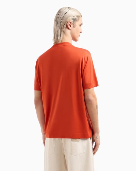 Armani Camiseta de punto de mezcla de lyocell con logotipo bordado ASV Oferta especial de fábrica