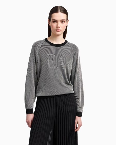 Armani Jersey bicolor de canalé inglés con logotipo EA Superdescuento