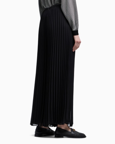 Armani Pantalones plisados de georgette técnico Grandes descuentos