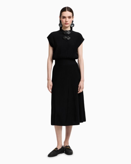 Armani Vestido largo de tejido ottoman con detalles joya Ahorra y exporta