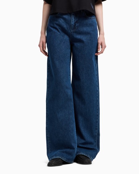 Armani Vaqueros J8B de cintura media y pernera ancha de denim con aplicación integral de strass Libre de impuestos