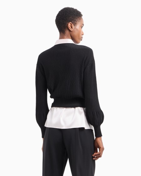 Armani Cárdigan de tejido ottoman con detalles joya Oferta exclusiva