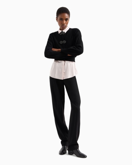 Armani Camisa en raso de seda Última moda