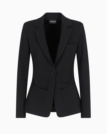 Armani Chaqueta de abotonadura sencilla de punto con elaboración en tejido jacquard efecto punto Ofertas de temporada