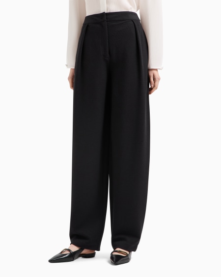 Armani Pantalones de pinzas de punto en tejido jacquard con efecto malla Ofertas especiales