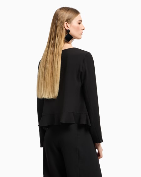 Armani Chaqueta camisera de crepé fluido con volantes En línea