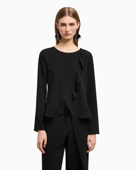 Armani Chaqueta camisera de crepé fluido con volantes En línea