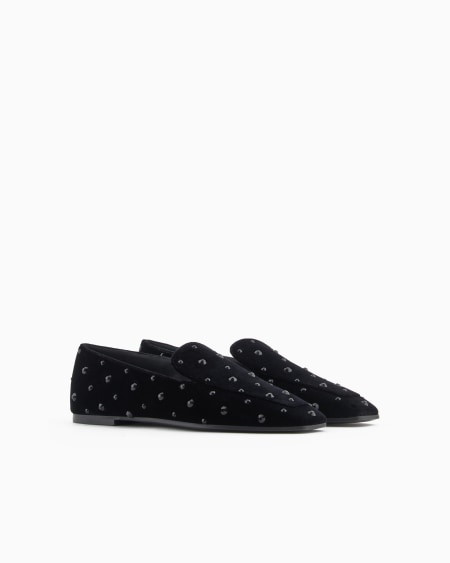 Armani Slippers de terciopelo con strass Outlet online