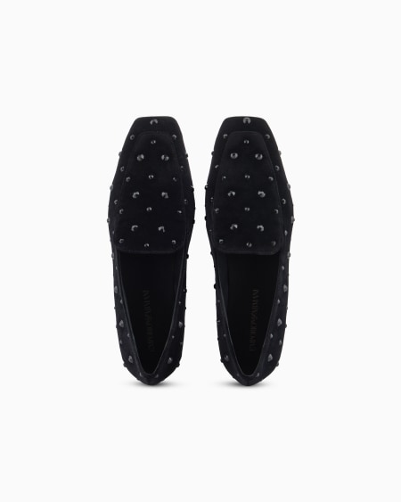 Armani Slippers de terciopelo con strass Outlet online