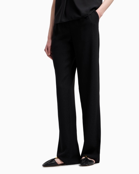 Armani Pantalones de pernera ancha de crepé de lúrex Venta caliente