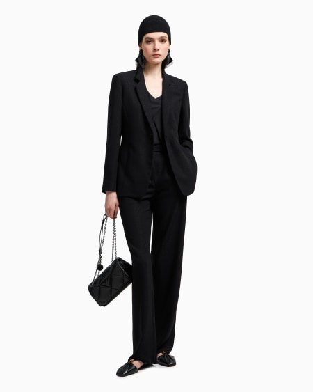 Armani Pantalones de pernera ancha de crepé de lúrex Venta caliente
