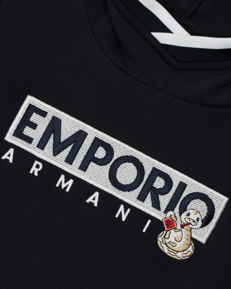 Armani Sudadera de punto doble con capucha y maxibordado Gran oferta