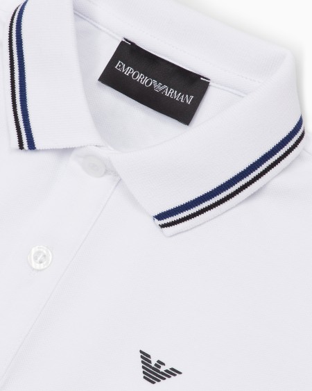 Armani Polo de piqué elástico con bordes a rayas Rebajas baratas