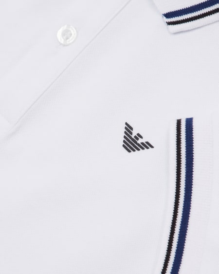 Armani Polo de piqué elástico con bordes a rayas Rebajas baratas