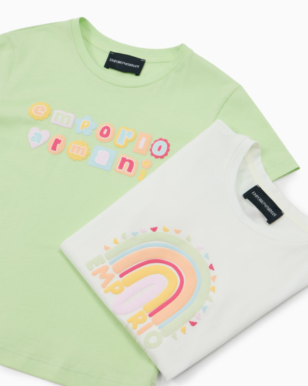 Armani Paquete de dos camisetas de punto con logotipo alegre Tienda