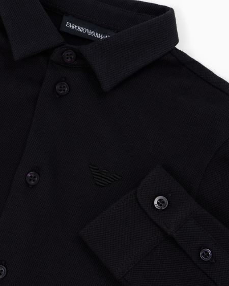 Armani Camisa de piqué con bordado de águila Precio de fábrica