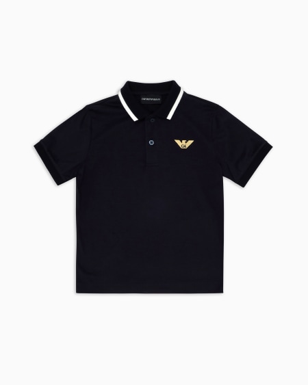 Armani Polo de punto de mezcla de lyocell con logotipo bordado ASV Solo hoy