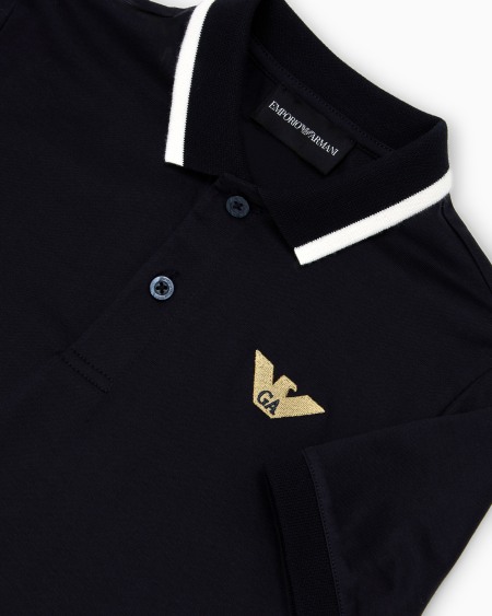 Armani Polo de punto de mezcla de lyocell con logotipo bordado ASV Solo hoy
