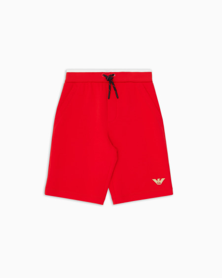 Armani Pantalones cortos de punto doble con cordón y bordado Promoción trimestral