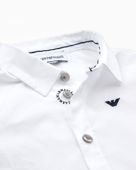 Armani Camisa de algodón elástico con bordado de águila Superdescuento