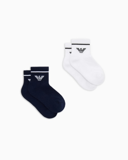 Armani Paquete de dos pares de calcetines de rizo con águila en tejido jacquard Ahorra y exporta