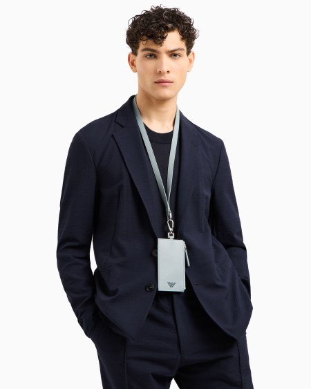 Armani Tarjetero con bandolera en piel saffiano regenerada ASV Descuento por venta flash