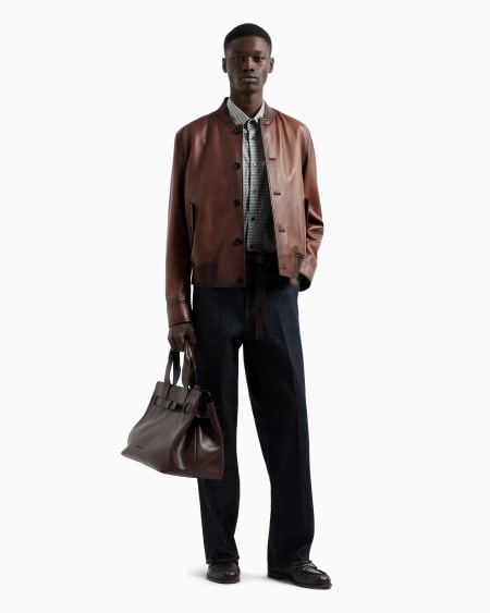 Armani Camisa de algodón elástico estampado Grandes ahorros