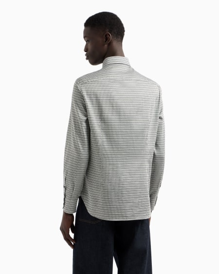 Armani Camisa de algodón elástico estampado Grandes ahorros