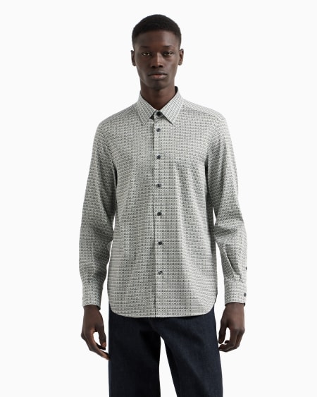 Armani Camisa de algodón elástico estampado Grandes ahorros