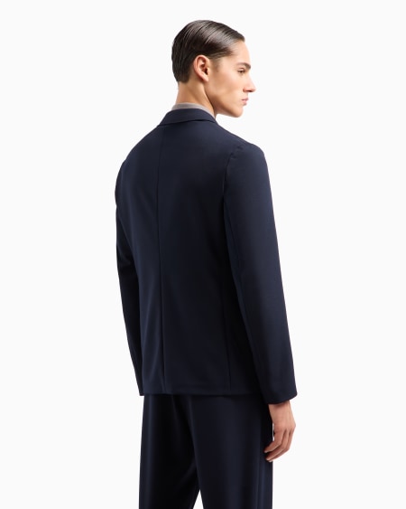 Armani Chaqueta de abotonadura sencilla de gabardina técnica elástica Outlet online